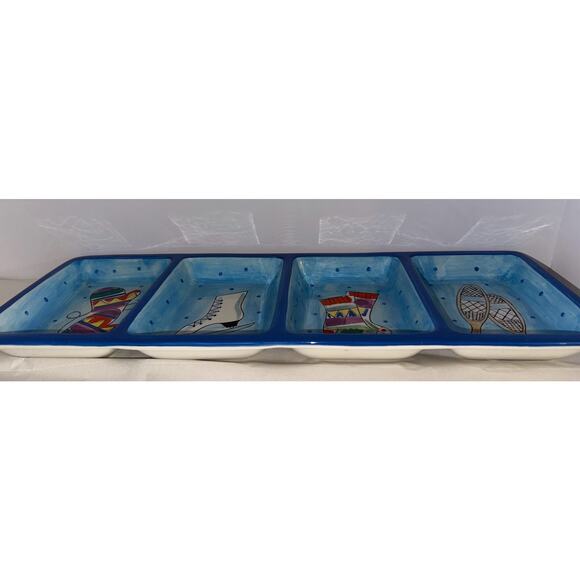 Mesa International Ceramic Relish Tray - Winter Sports Theme - 4 Compartments - Picture 4 of 4